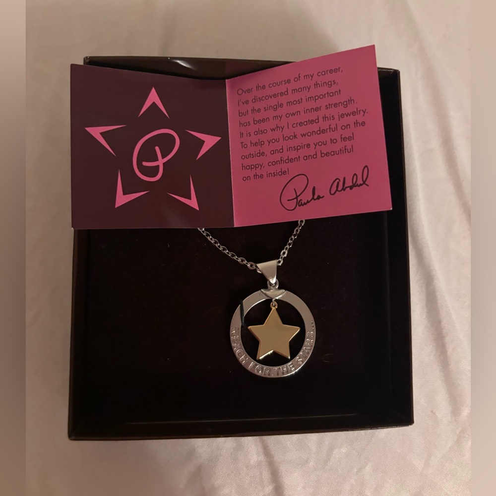 Paula Abdul “reach for the stars” sterling silver necklace brand new in box